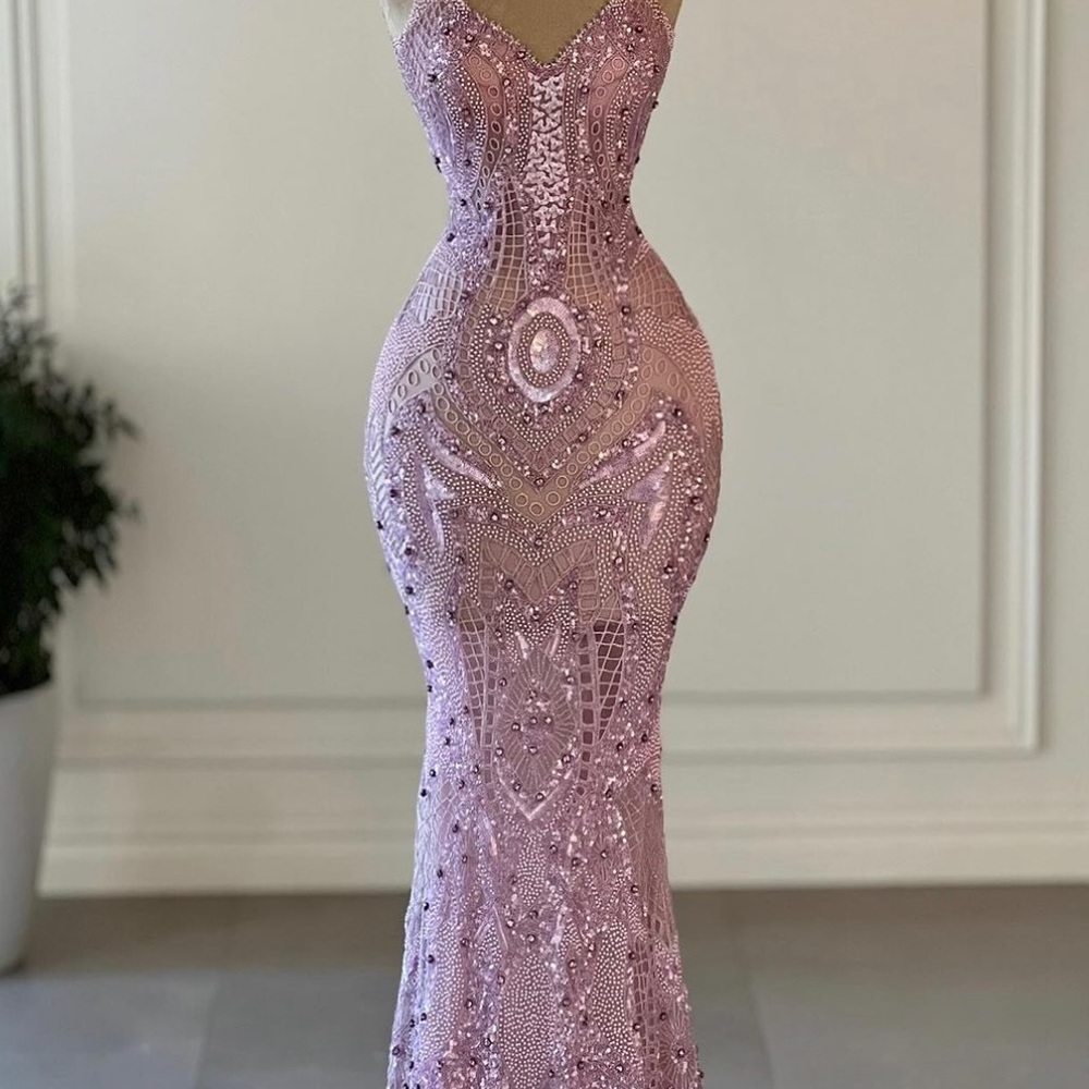 Beaded Lavender Evening gown Lilac - Picture 7 of 14